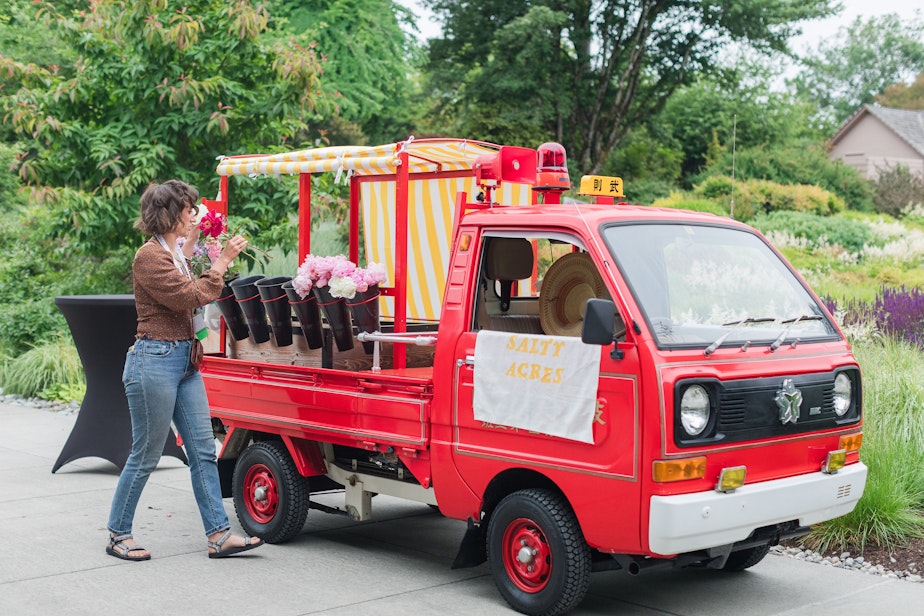 caption: Tonneli Gruetter said her firetruck is always a hit at farmers markets. "The market master often will have us go to the center of the market. We know it's a conversation starter because we know it's a bit of a spectacle," she said.