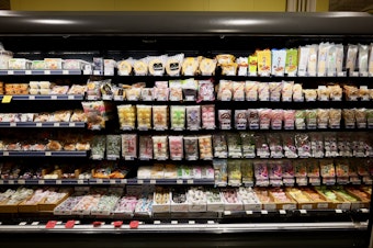 caption: The snack aisle at Uwajimaya. More than half of the store's inventory comes from Asia. 