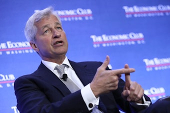 caption: "We still face much uncertainty regarding the future path of the economy," JPMorgan Chase CEO Jamie Dimon said Tuesday in a statement accompanying the giant bank's financial results.