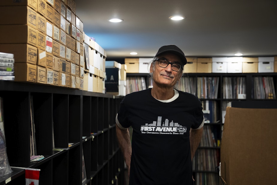 caption: Retiring KEXP DJ Kevin Cole in his home studio on Monday, July 8, 2024, in Seattle.