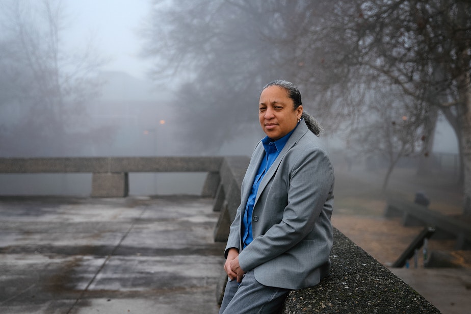 caption: Monisha Harrell is portrayed on Wednesday, January 29, 2025, at Garfield High School in Seattle.