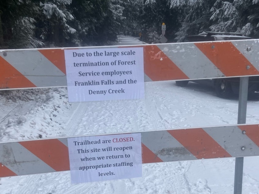 caption: A photo at Denny Creek Trailhead posted by Mountains to Sound Greenway Trust on Facebook on Feb. 15. Thousands of Forest Service and National Park Service employees were fired nationwide in the last week, media reports say.