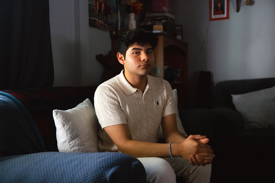 caption: Alex Villatoro, 17, is portrayed at his home on Wednesday, March 5, 2025, in Maple Falls, Washington.