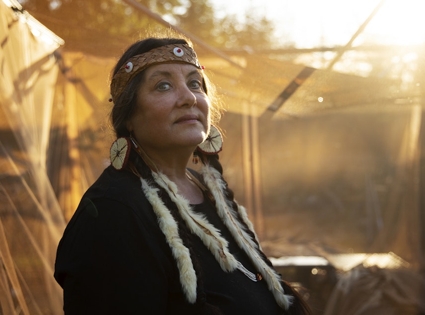 caption: Pam James is portrayed outside of her home on Wednesday, March 22, 2023, in Union.