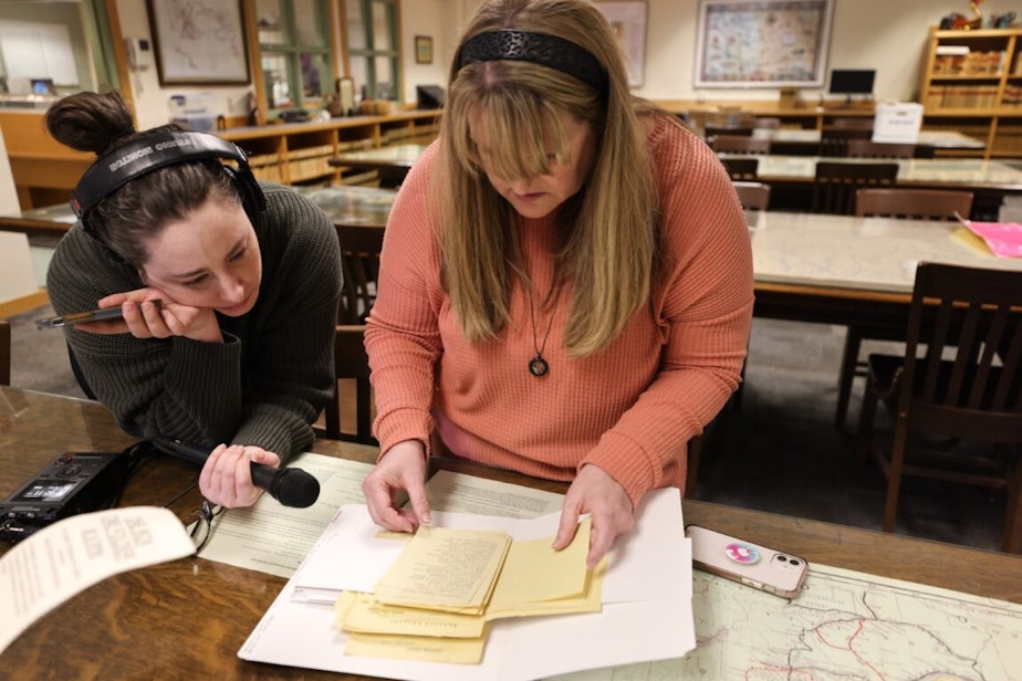 caption: Seattle Times reporter Sydney Brownstone, left, and Carrie Davidson, right.