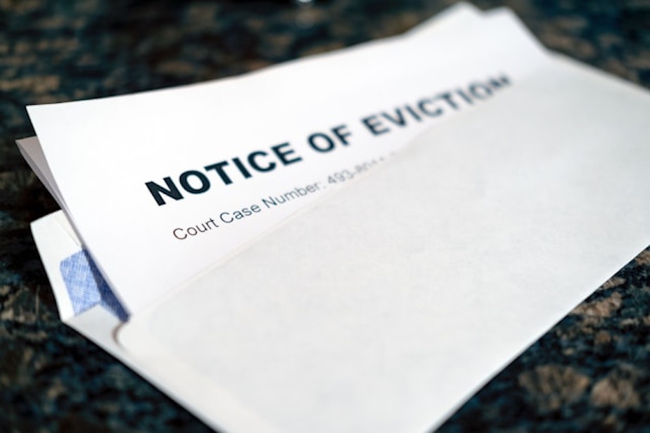 caption: Washington state, and King County, is experiencing a surge in eviction cases. Tenant advocates say this is a good thing, showing that the state's new program providing attorneys to low-income residents is working. Landlord advocates, however, argue that it's forcing simple problems into complex court proceedings.