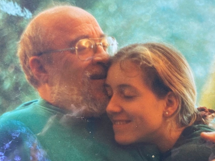 caption: Roxanne Olson and her dad Richard.