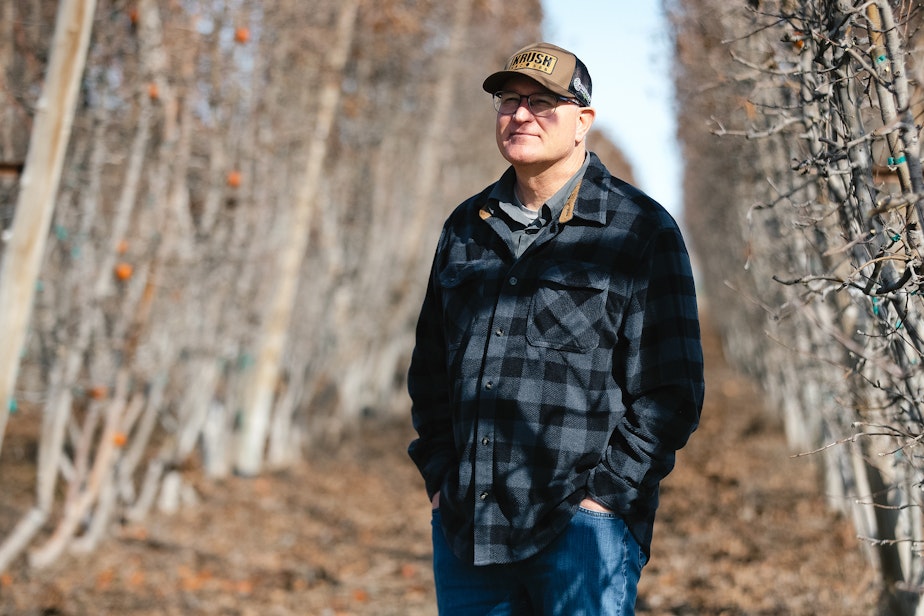 caption: Brad Carpenter is portrayed on Monday, March 10, 2025, at Carpenter Ranch in Granger, Washington.