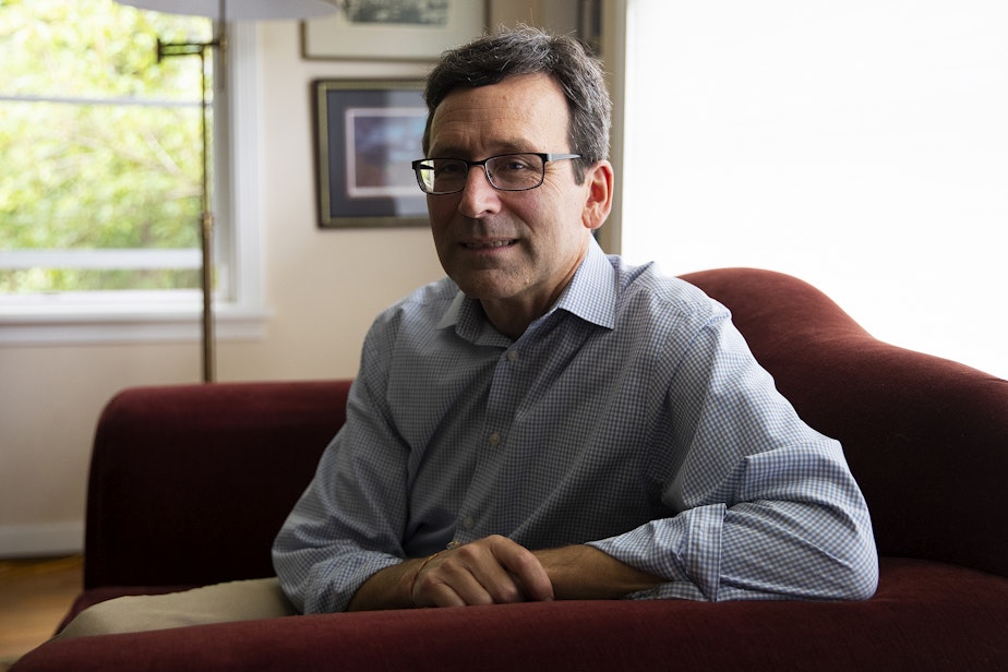 caption: Bob Ferguson is portrayed on Tuesday, Sept. 3, 2024, at his home in Northeast Seattle.
