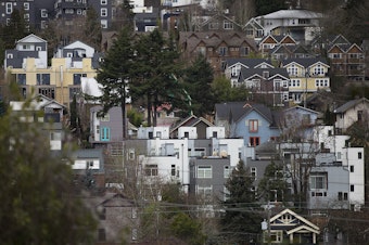 caption: Homes in Capitol Hill are shown on Thursday, Jan. 17, 2019, in Seattle. 