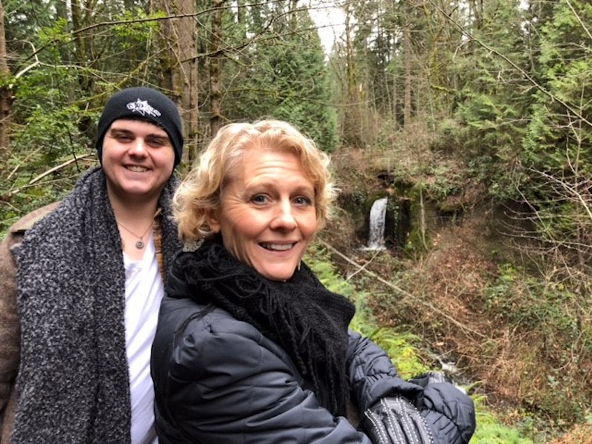 caption: Calvin and Jerri during a Christmas hike in Bellevue in 2017.