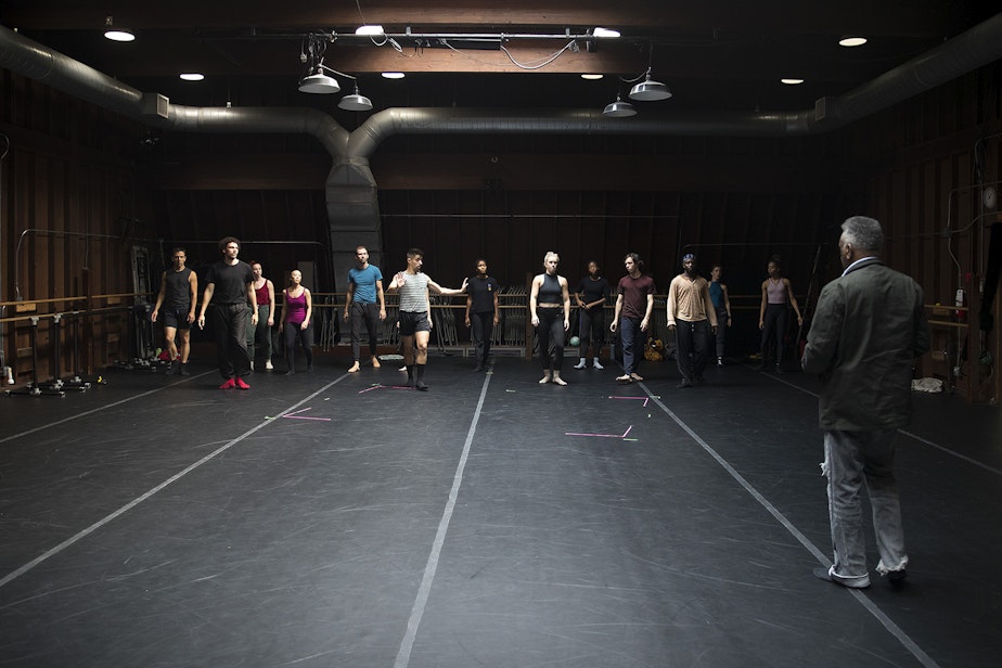 caption: Donald Byrd, right, instructs dancers during rehearsal on Monday, September 17, 2018, at Spectrum Dance Theater in Seattle.
