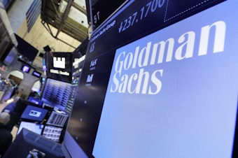 caption: More so than other big banks, Goldman Sachs depends on stock and bond trading to make money, and the financial markets were the place to be in the second quarter.