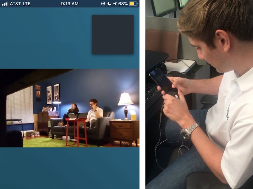 caption: Hacker Cameron Bulanda of Infosec in Chicago spies on me and my daughter in our living room through our Echo Show 5. He obtained access to my camera by phishing my Amazon account (with my permission).