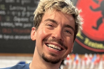 caption: Gig Harbor resident and Marine Corps veteran Jeffrey Schmidt, 33, received the Carnegie Medal for Heroism this week. Schmidt received the award for risking his life to save a driver from a burning semitruck in May 2022.