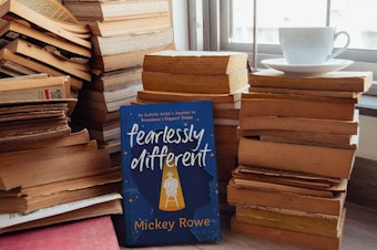 caption: In Mickey Rowe's new book, “Fearlessly Different: An Autistic Actor's Journey to Broadway's Biggest Stage”, Rowe describes what it's like fighting for acceptance and accommodation in a world that often wants to push autistic people aside.