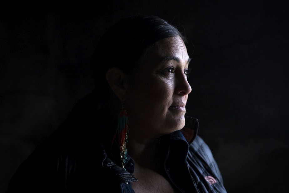 caption: Deborah Parker, a citizen of the Tulalip Tribes and chief executive of the National Native American Boarding School Healing Coalition is portrayed on Wednesday, March 8, 2023, in Tulalip.