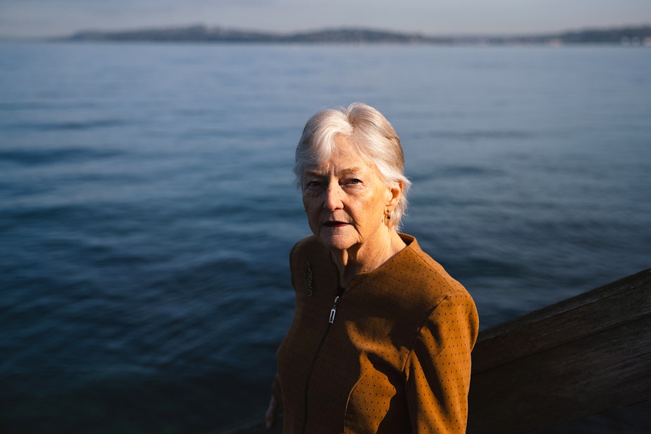 caption: Patty Hayes is portrayed on Friday, April 4, 2025, near her home in Seattle.