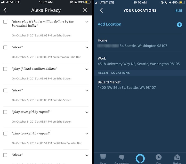 caption: Some embarrassing musical choices and other personal information discovered by Infosec's Cameron Bulanda after phishing the reporter's Alexa profile.
