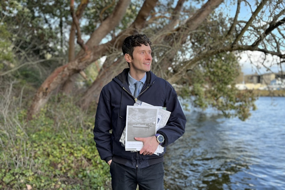 caption: Washington State Representative Greg Nance (D-Bainbridge Island) after one of his "Fix our Ferries" town halls on Saturday, March 9, 2024.