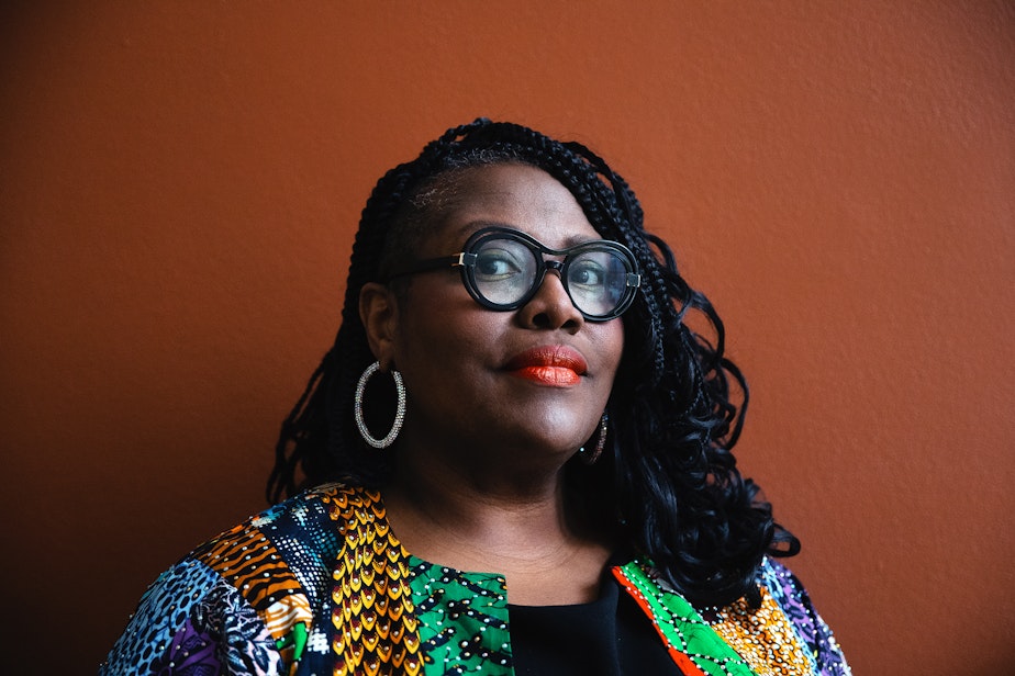 caption: Dr. Reverend Kelle J. Brown is portrayed on Monday, April 7, 2025, at Plymouth Church in Seattle.