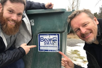 caption: 'The Wild' producer Matt Martin and host Chris Morgan on a reporting trip to the North Cascades.