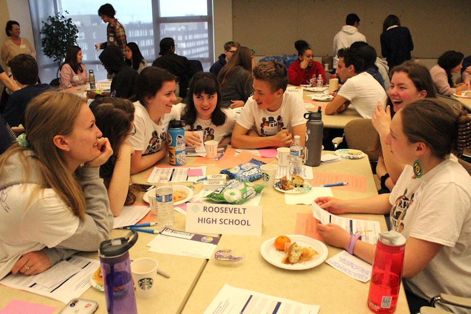 caption: Students from Roosevelt High School in Seattle attend Forefront in the Schools' annual Day of Hope