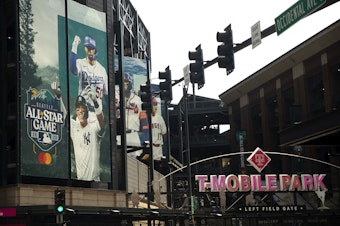 caption: T-Mobile Park is shown ahead of MLB All Star week on Thursday, July 6, 2023, in Seattle. 