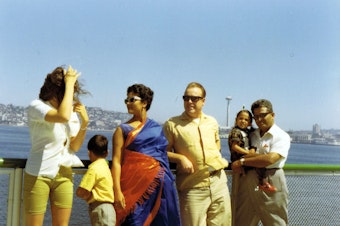 caption: The RajGuru family was one of the first Indian families to move to Redmond in 1969. Matriarch Madhavi Rajguru's saris would often inspire curiosity.