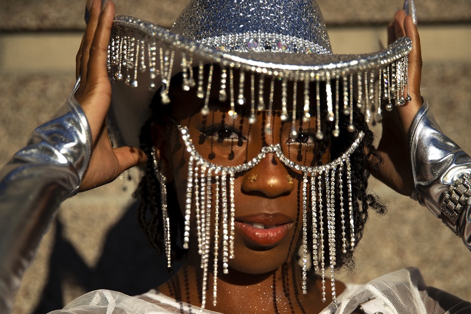 caption: Kieyira Flintroy of Las Vegas poses for a portrait while waiting in line to see Beyonce’s Seattle stop on the Renaissance World Tour on Thursday, September 14, 2023, at Lumen Field in Seattle.