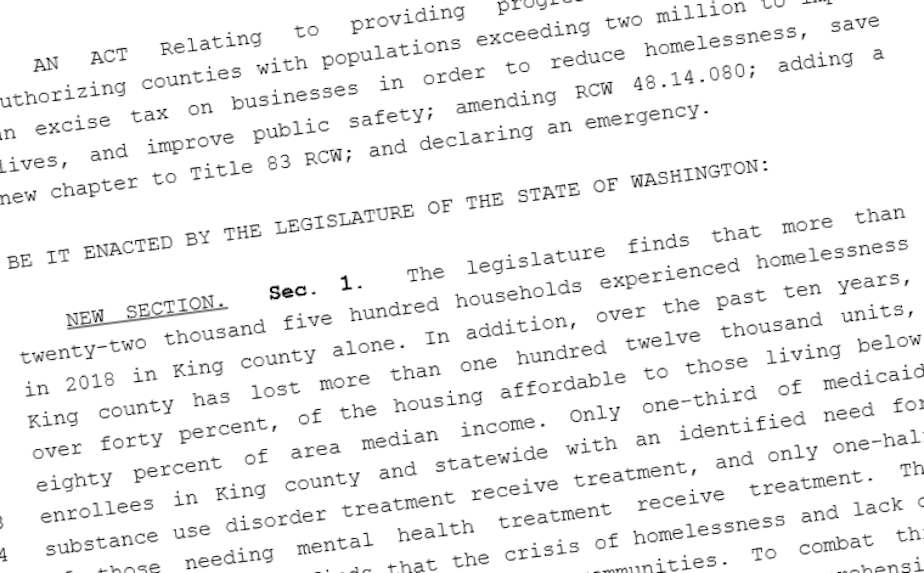 caption: Text of House Bill 2907, which would allow King County to levy a tax to pay for services for homeless people.