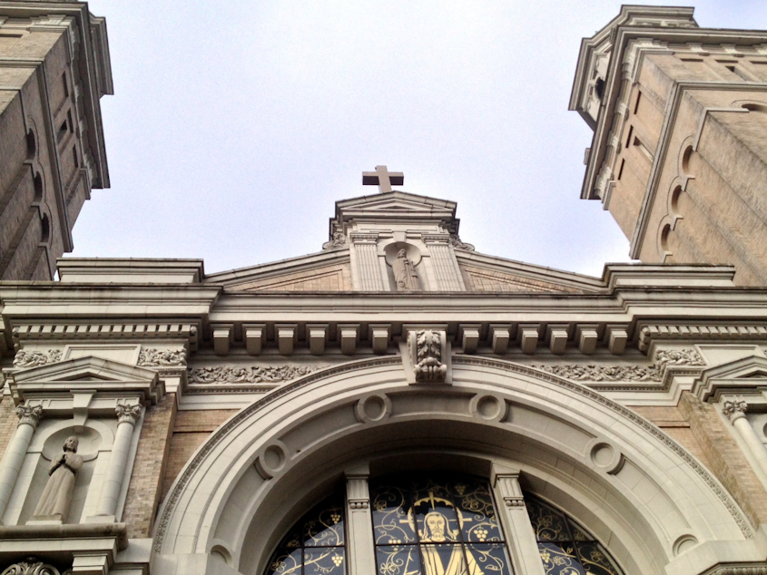 caption: The main cathedral for the Seattle Archdiocese is the St. James Cathedral.
