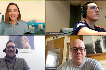 caption: Guest host Zaki Hamid discusses the week’s news with Seattle Times Patrick Malone, Geekwire’s Mike Lewis, and Undivided’s Brandi Kruse.