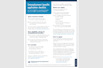 caption: Information from the Washington Employment Security Department on filing for unemployment benefits due to COVID-19