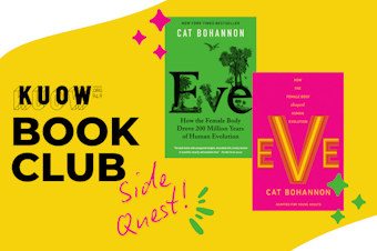 caption: KUOW Book Club curator Katie Campbell recently interviewed Seattle author Cat Bohannon, whose book "Eve" won a 2025 Pacific Northwest Booksellers Association award.